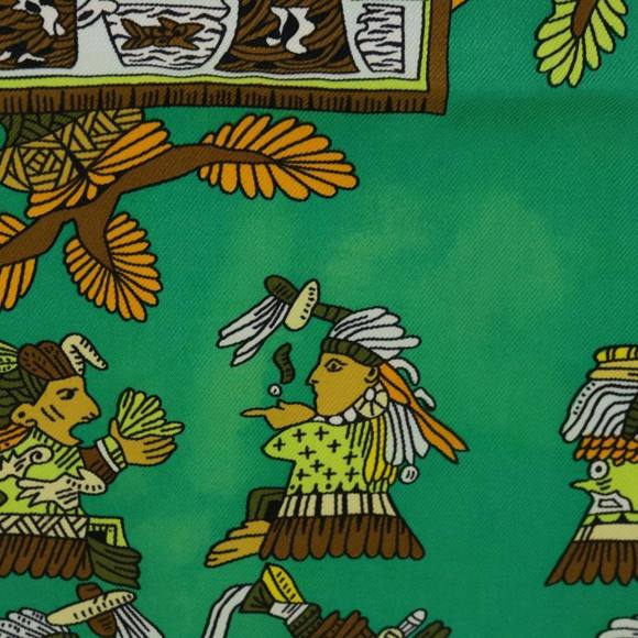 HERMES Carre 90 ASTRES et SOLEILS Scarf Silk Green Auth mr067 - Picture 12 of 16